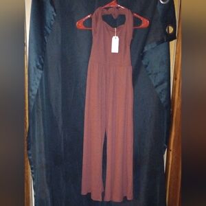 NWT- By Together Chic Burgundy Halter Jumpsuit